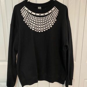 RBG Ruth Bader Ginsburg Collar Crew Neck Sweatshirt